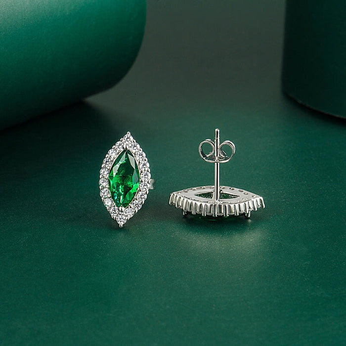 Wholesale flash diamond marquise silver plated stud earrings JDC-ES-BZ011 Earrings 标志 Wholesale Jewelry JoyasDeChina Joyas De China