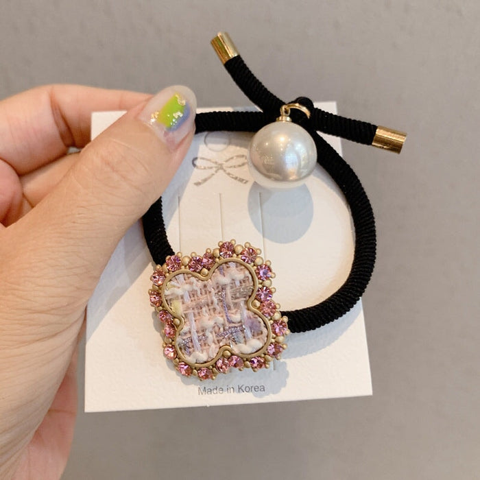 Wholesale flash drill clover head rope JDC-HS-GSFS013 Hair Scrunchies 夙尚 3 pink Wholesale Jewelry JoyasDeChina Joyas De China