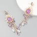Wholesale floral acrylic imitation pearl tassel alloy earrings JDC-ES-JL136 Earrings JoyasDeChina purple Wholesale Jewelry JoyasDeChina Joyas De China