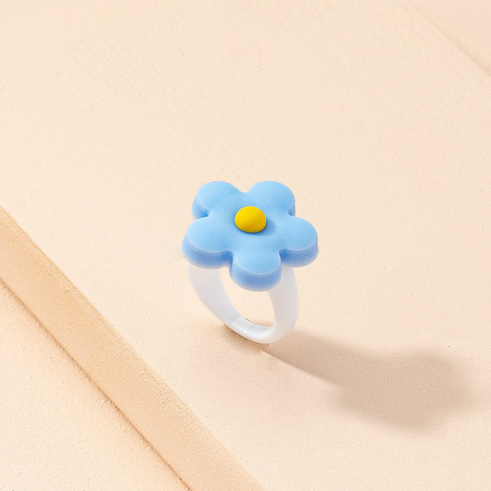 Wholesale flower acrylic resin ring JDC-RS-AYN028 Rings JoyasDeChina R477-blue Number 8 Wholesale Jewelry JoyasDeChina Joyas De China