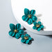 Wholesale flower double layer long green alloy earrings JDC-ES-HEM002 Earrings 和鸣 Wholesale Jewelry JoyasDeChina Joyas De China