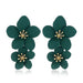 Wholesale flower double layer long green alloy earrings JDC-ES-HEM002 Earrings 和鸣 Wholesale Jewelry JoyasDeChina Joyas De China