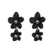 Wholesale flower double layer long green alloy earrings JDC-ES-HEM002 Earrings 和鸣 black Wholesale Jewelry JoyasDeChina Joyas De China