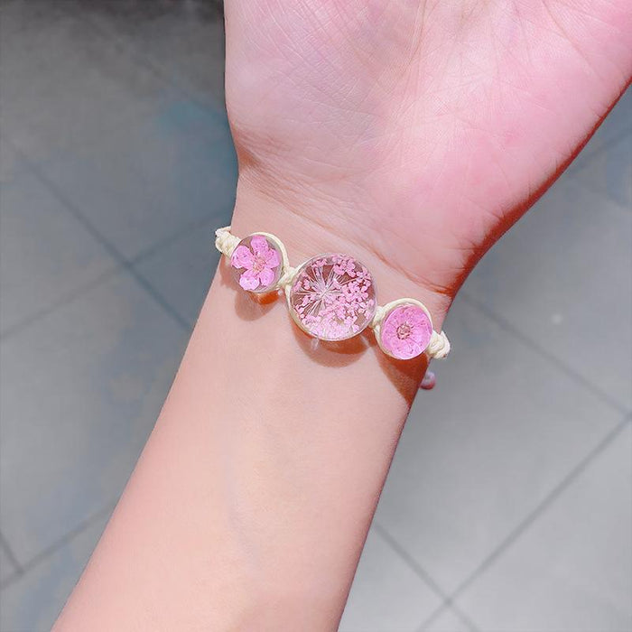 Wholesale flower glass ball bracelet JDC-JP-I152 Bracelet JoyasDeChina 25# pink dried flower glass ball (series 5) Wholesale Jewelry JoyasDeChina Joyas De China