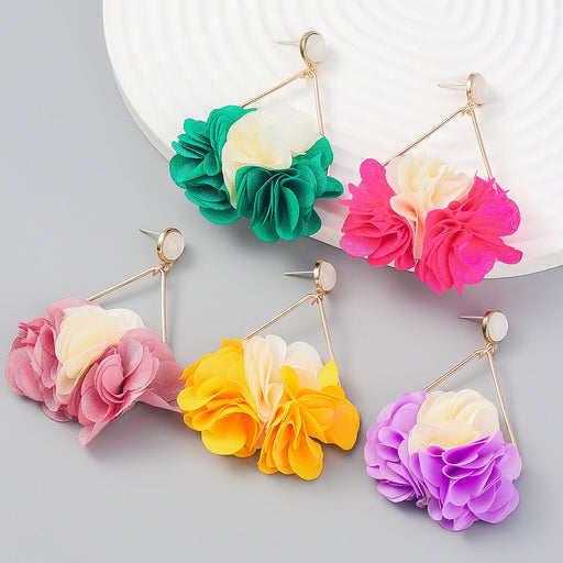 Wholesale Flower Multilayer Braided Fabric Alloy Earrings JDC-ES-JL958 Earrings 氿乐 Wholesale Jewelry JoyasDeChina Joyas De China