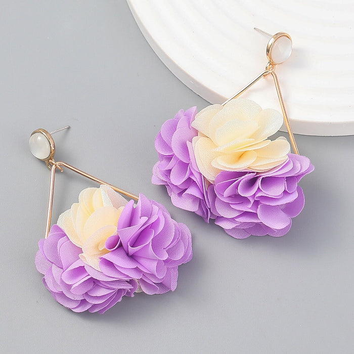 Wholesale Flower Multilayer Braided Fabric Alloy Earrings JDC-ES-JL958 Earrings 氿乐 Wholesale Jewelry JoyasDeChina Joyas De China