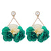 Wholesale Flower Multilayer Braided Fabric Alloy Earrings JDC-ES-JL958 Earrings 氿乐 green Wholesale Jewelry JoyasDeChina Joyas De China