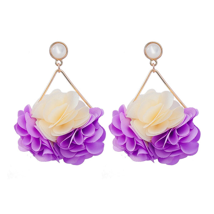 Wholesale Flower Multilayer Braided Fabric Alloy Earrings JDC-ES-JL958 Earrings 氿乐 purple Wholesale Jewelry JoyasDeChina Joyas De China