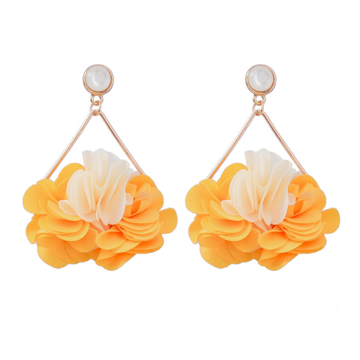 Wholesale Flower Multilayer Braided Fabric Alloy Earrings JDC-ES-JL958 Earrings 氿乐 yellow Wholesale Jewelry JoyasDeChina Joyas De China