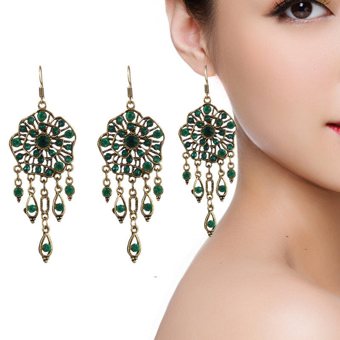 Wholesale Flower Rhinestone Metal Earrings JDC-ES-Daiq019 Earrings 黛茜 Wholesale Jewelry JoyasDeChina Joyas De China