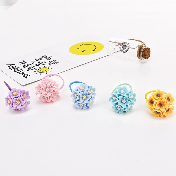 Bulk Jewelry Wholesale flower rubber yellow/pink Hair Scrunchies JDC-HS-K048 Wholesale factory from China YIWU China