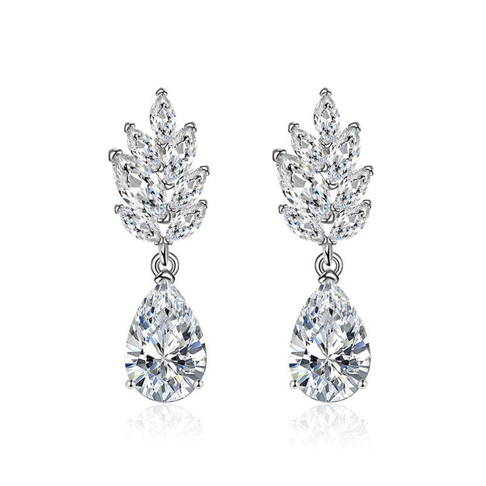 Wholesale flowers are studded with zirconium crystal silver plated earrings JDC-ES-BZ009 Earrings 标志 White Wholesale Jewelry JoyasDeChina Joyas De China