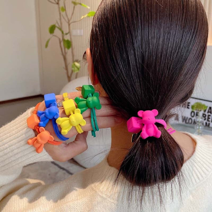 Wholesale fluorescent color bear hair rope (F) JDC-HS-GSFS012 Hair Scrunchies 夙尚 Wholesale Jewelry JoyasDeChina Joyas De China