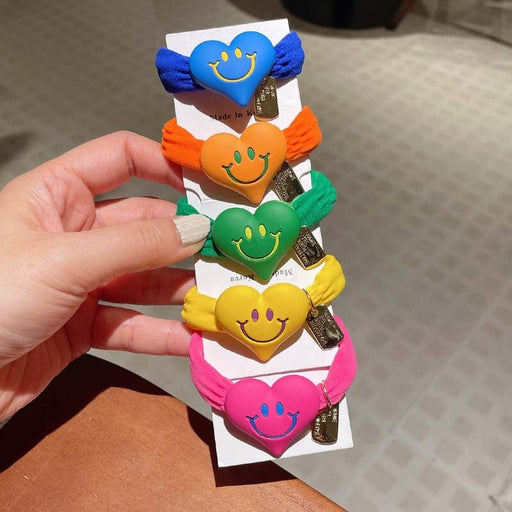 Wholesale fluorescent love smiling face Hair Scrunchies JDC-HS-GSFS006 Hair Scrunchies 夙尚 Wholesale Jewelry JoyasDeChina Joyas De China