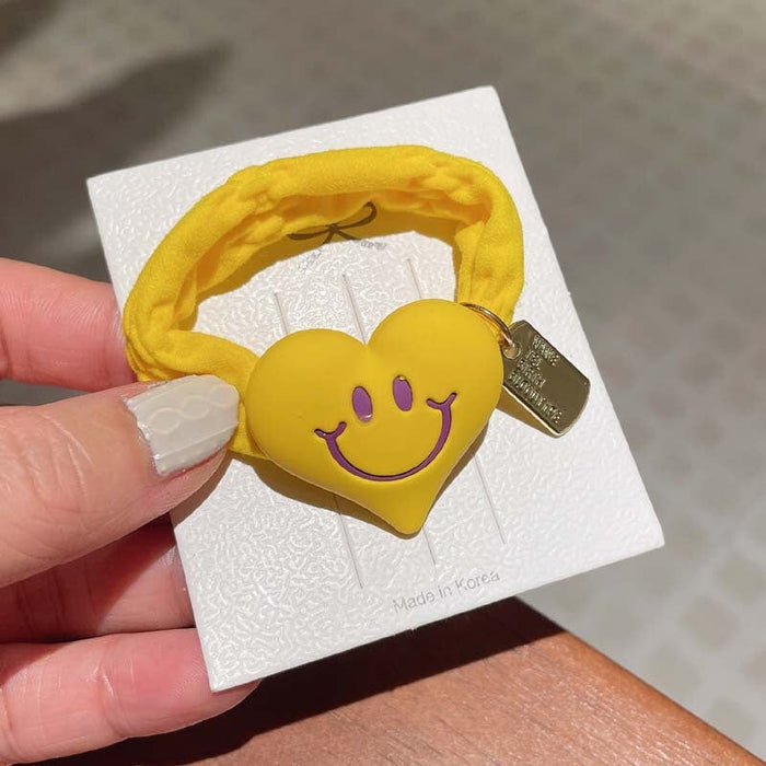 Wholesale fluorescent love smiling face Hair Scrunchies JDC-HS-GSFS006 Hair Scrunchies 夙尚 A292-5yellow Wholesale Jewelry JoyasDeChina Joyas De China
