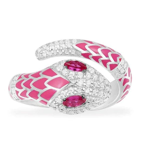 Wholesale Fluorescent Pink snake shaped copper rings JDC-RS-WN001 Rings 薇妮 Wholesale Jewelry JoyasDeChina Joyas De China