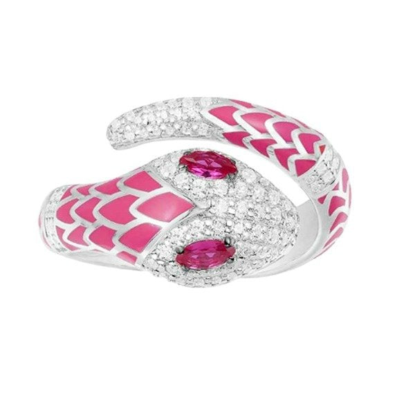 Wholesale Fluorescent Pink snake shaped copper rings JDC-RS-WN001 Rings 薇妮 Wholesale Jewelry JoyasDeChina Joyas De China