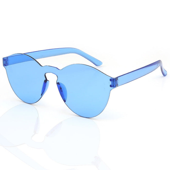 Wholesale Frameless One Piece PC Transparent Sunglasses JDC-SG-XingY003 Sunglasses 兴业 Light blue film Wholesale Jewelry JoyasDeChina Joyas De China