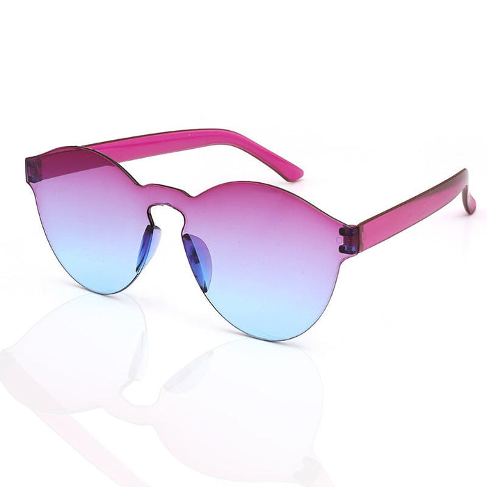 Wholesale Frameless One Piece PC Transparent Sunglasses JDC-SG-XingY003 Sunglasses 兴业 Purple blue Wholesale Jewelry JoyasDeChina Joyas De China