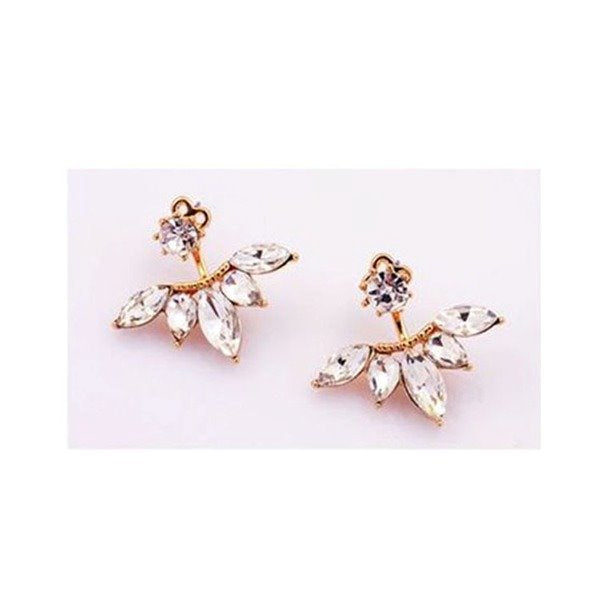 Wholesale French style copper with zircon leaves Earrings JDC-ES-WN041 Earrings 薇妮 Wholesale Jewelry JoyasDeChina Joyas De China