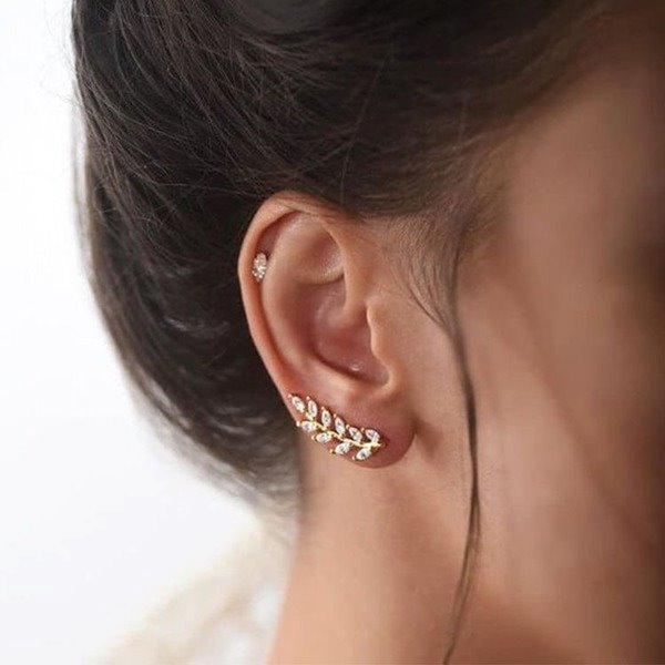 Wholesale French style copper with zircon leaves Earrings JDC-ES-WN041 Earrings 薇妮 Wholesale Jewelry JoyasDeChina Joyas De China