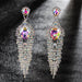 Wholesale fringed rhinestone long earrings JDC-ES-ZHONGW006 Earrings 众薇 Color Wholesale Jewelry JoyasDeChina Joyas De China