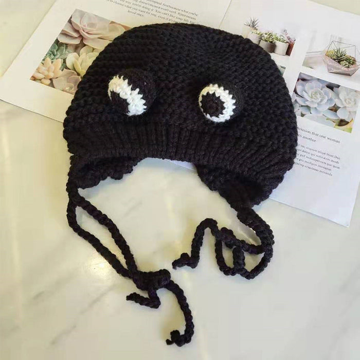 Wholesale frog wool knitted hat JDC-FH-NLS013 Fashionhat 倪罗诗 black Wholesale Jewelry JoyasDeChina Joyas De China