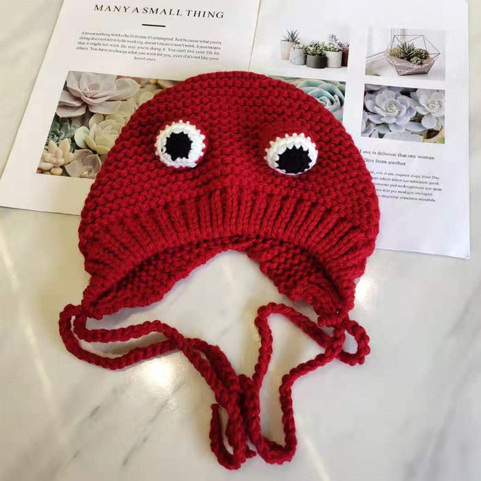 Wholesale frog wool knitted hat JDC-FH-NLS013 Fashionhat 倪罗诗 wine red Wholesale Jewelry JoyasDeChina Joyas De China