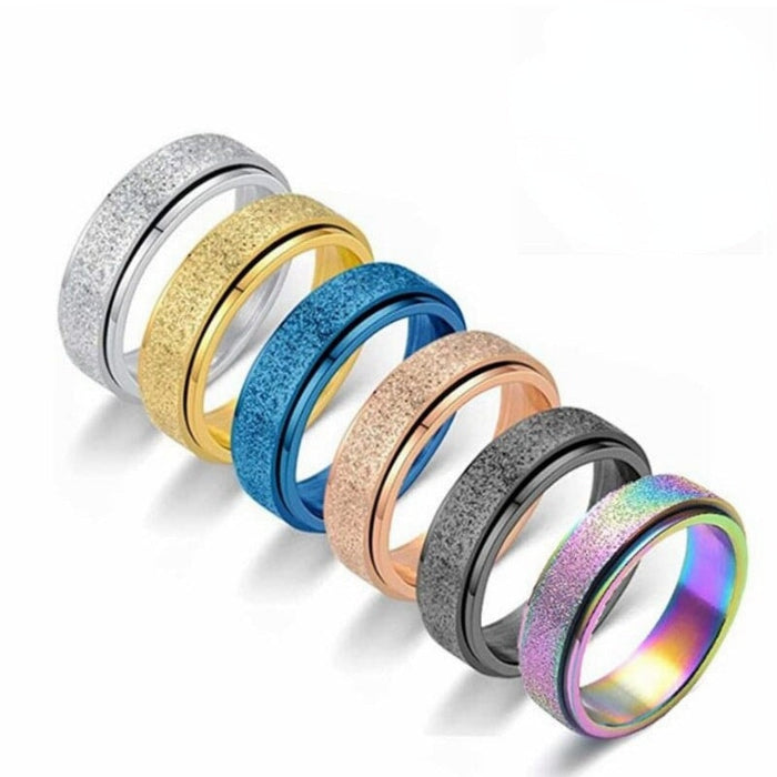 Wholesale Frosted Rotating Decompression Stainless Steel Couple Ring JDC-RS-DingC002 Rings 顶潮 Wholesale Jewelry JoyasDeChina Joyas De China