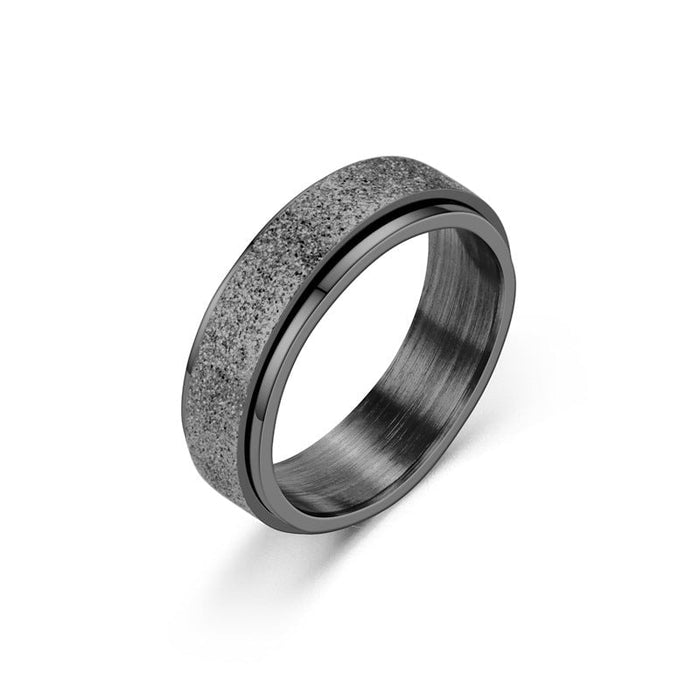 Wholesale Frosted Rotating Decompression Stainless Steel Couple Ring JDC-RS-DingC002 Rings 顶潮 black 7 Wholesale Jewelry JoyasDeChina Joyas De China