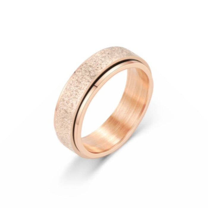 Wholesale Frosted Rotating Decompression Stainless Steel Couple Ring JDC-RS-DingC002 Rings 顶潮 rose gold 7 Wholesale Jewelry JoyasDeChina Joyas De China