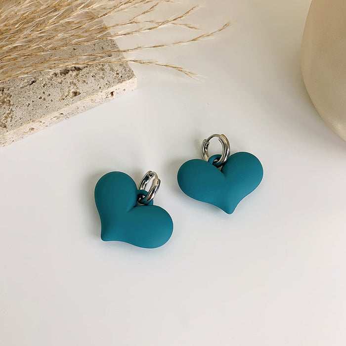 Wholesale frosted three-dimensional peach heart acrylic earrings JDC-ES-W394 Earrings JoyasDeChina B green Wholesale Jewelry JoyasDeChina Joyas De China