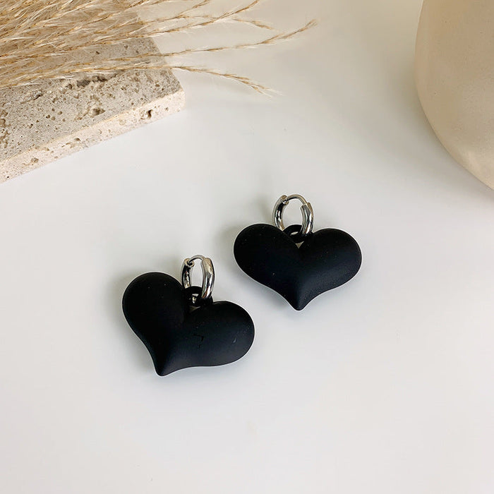 Wholesale frosted three-dimensional peach heart acrylic earrings JDC-ES-W394 Earrings JoyasDeChina C black Wholesale Jewelry JoyasDeChina Joyas De China