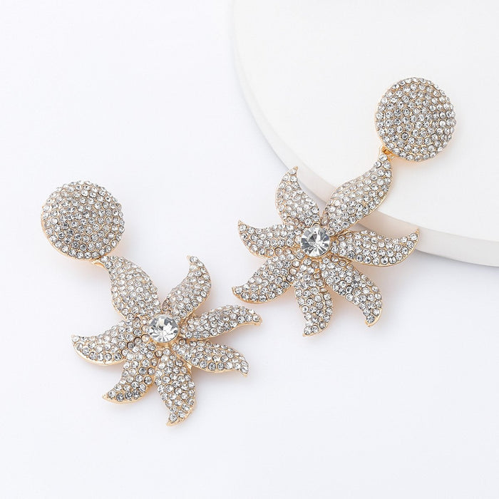 Wholesale full diamond flower alloy earrings JDC-ES-JL062 Earrings JoyasDeChina gold Wholesale Jewelry JoyasDeChina Joyas De China