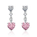 Wholesale full diamond heart long tassel yellow silver plated earrings JDC-ES-BZ014 Earrings 标志 pink Wholesale Jewelry JoyasDeChina Joyas De China