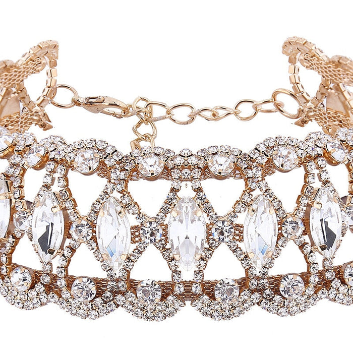 Wholesale full diamond pattern rhinestone bracelet JDC-BT-Xins002 Bracelet 心饰 golden Wholesale Jewelry JoyasDeChina Joyas De China