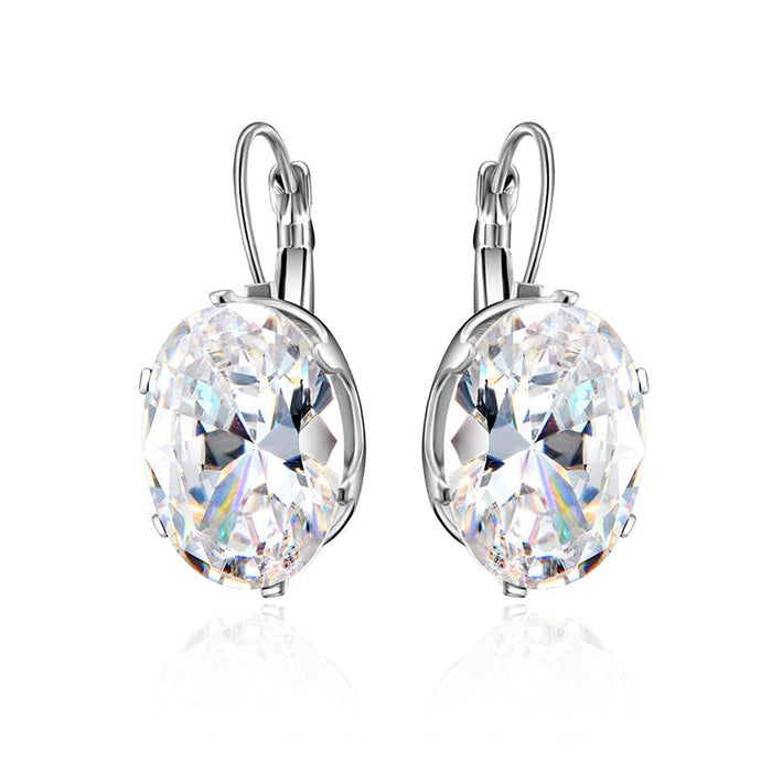Wholesale full-drill short stud earrings MOQ≥2 JDC-ES-Kas005 Earrings 卡诗 Elliptical white diamond MOQ2 Wholesale Jewelry JoyasDeChina Joyas De China