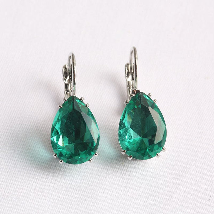 Wholesale full-drill short stud earrings MOQ≥2 JDC-ES-Kas005 Earrings 卡诗 Water drop green diamond MOQ2 Wholesale Jewelry JoyasDeChina Joyas De China
