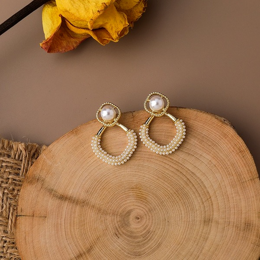 Wholesale full pearl hollow square alloy earrings JDC-ES-W381 Earrings JoyasDeChina Wholesale Jewelry JoyasDeChina Joyas De China
