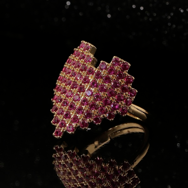 Wholesale full Rhinestone heart-shaped copper rings JDC-RS-HX114 Rings JoyasDeChina Wholesale Jewelry JoyasDeChina Joyas De China