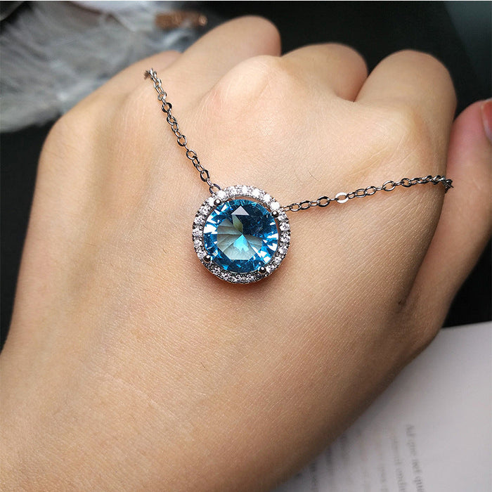 Wholesale full Rhinestone imitation Garnet Necklace JDC-NE-XH001 NECKLACE JoyasDeChina Blue diamond [single pendant] Wholesale Jewelry JoyasDeChina Joyas De China
