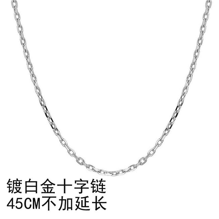 Wholesale full Rhinestone imitation Garnet Necklace JDC-NE-XH001 NECKLACE JoyasDeChina White gold cross chain [single chain] Wholesale Jewelry JoyasDeChina Joyas De China