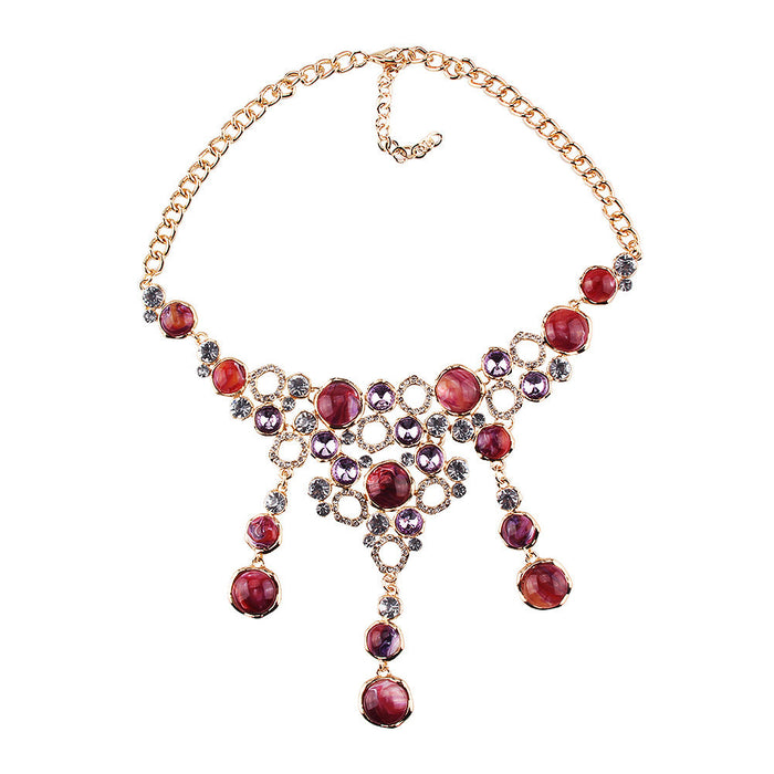Wholesale gemstone strange color Necklace JDC-NE-JQ180 NECKLACE 佳琪 oxblood red Wholesale Jewelry JoyasDeChina Joyas De China
