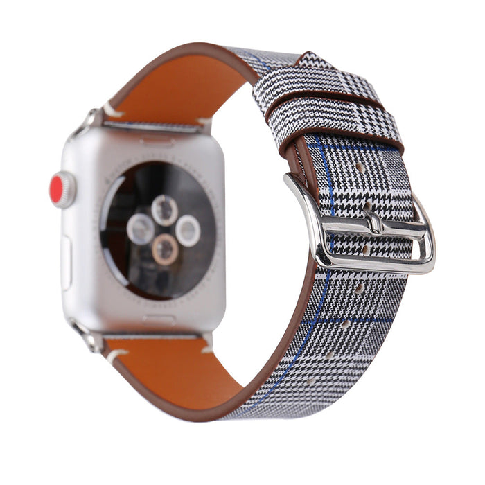 Wholesale Genuine Leather Apple Watch Houndstooth Watch Band JDC-WD-Youyd005 Watch Band 优亿达 38MM blue Wholesale Jewelry JoyasDeChina Joyas De China