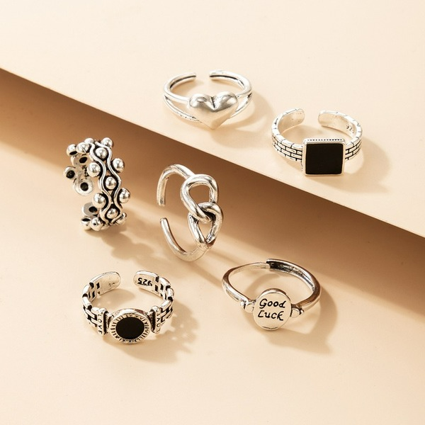 Wholesale geometric 8-character love letter ring 6-Piece set JDC-RS-C289 Rings JoyasDeChina Wholesale Jewelry JoyasDeChina Joyas De China