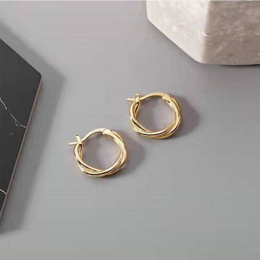Wholesale geometric double-layer cross circle copper Earrings JDC-ES-WN039 Earrings 薇妮 Wholesale Jewelry JoyasDeChina Joyas De China