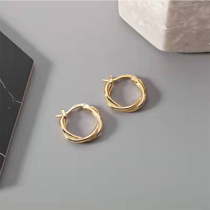 Wholesale geometric double-layer cross circle copper Earrings JDC-ES-WN039 Earrings 薇妮 TER1360 Wholesale Jewelry JoyasDeChina Joyas De China