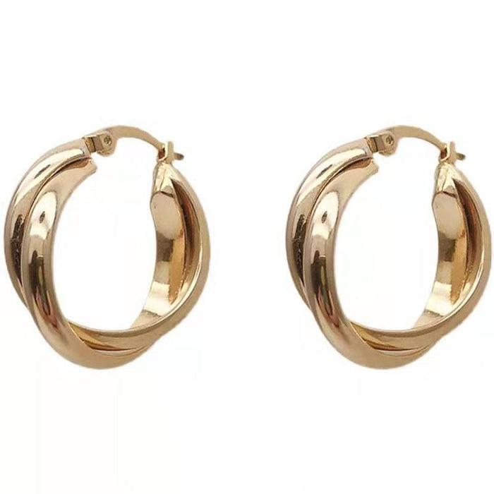 Wholesale geometric double-layer cross circle copper Earrings JDC-ES-WN039 Earrings 薇妮 TER1361 Wholesale Jewelry JoyasDeChina Joyas De China