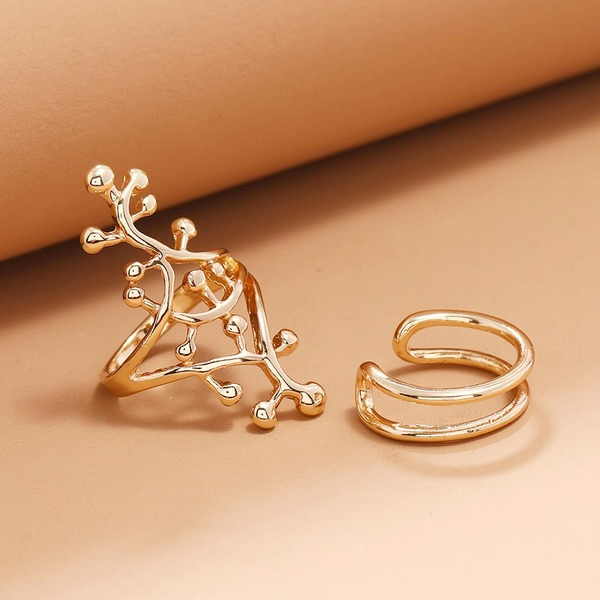 Wholesale geometric hollow leaf 2-piece ring set JDC-RS-KQ049 Rings JoyasDeChina Wholesale Jewelry JoyasDeChina Joyas De China