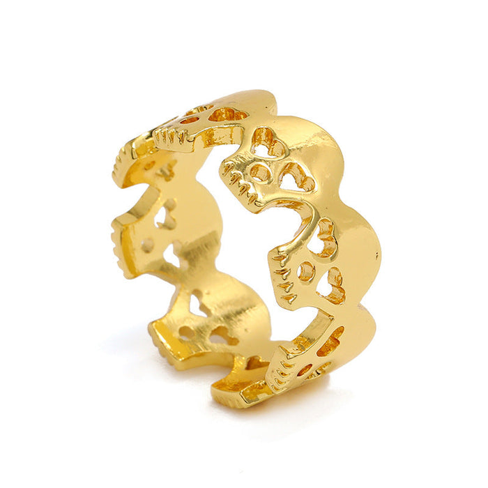 Wholesale geometric hollow skull joint ring JDC-RS-KQ054 Rings JoyasDeChina Imitation gold Average code Wholesale Jewelry JoyasDeChina Joyas De China
